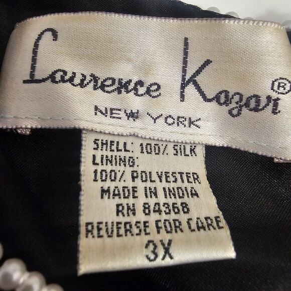 laurence kazar beaded top vintage 80s Sz 3X 100 Silk Holiday New Year Eve H108 - Picture 7 of 9